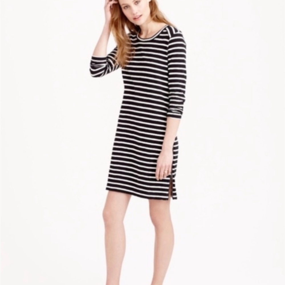 J. Crew Black and White Long Sleeve Shift Dress